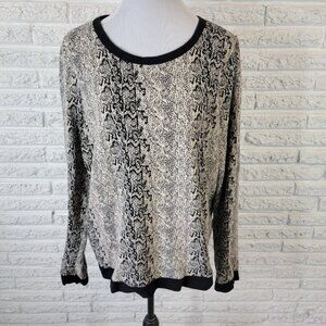 BB Dakota Womens Sweatshirt 2X Plus Black Gray Animal Print Comfy ANI67E